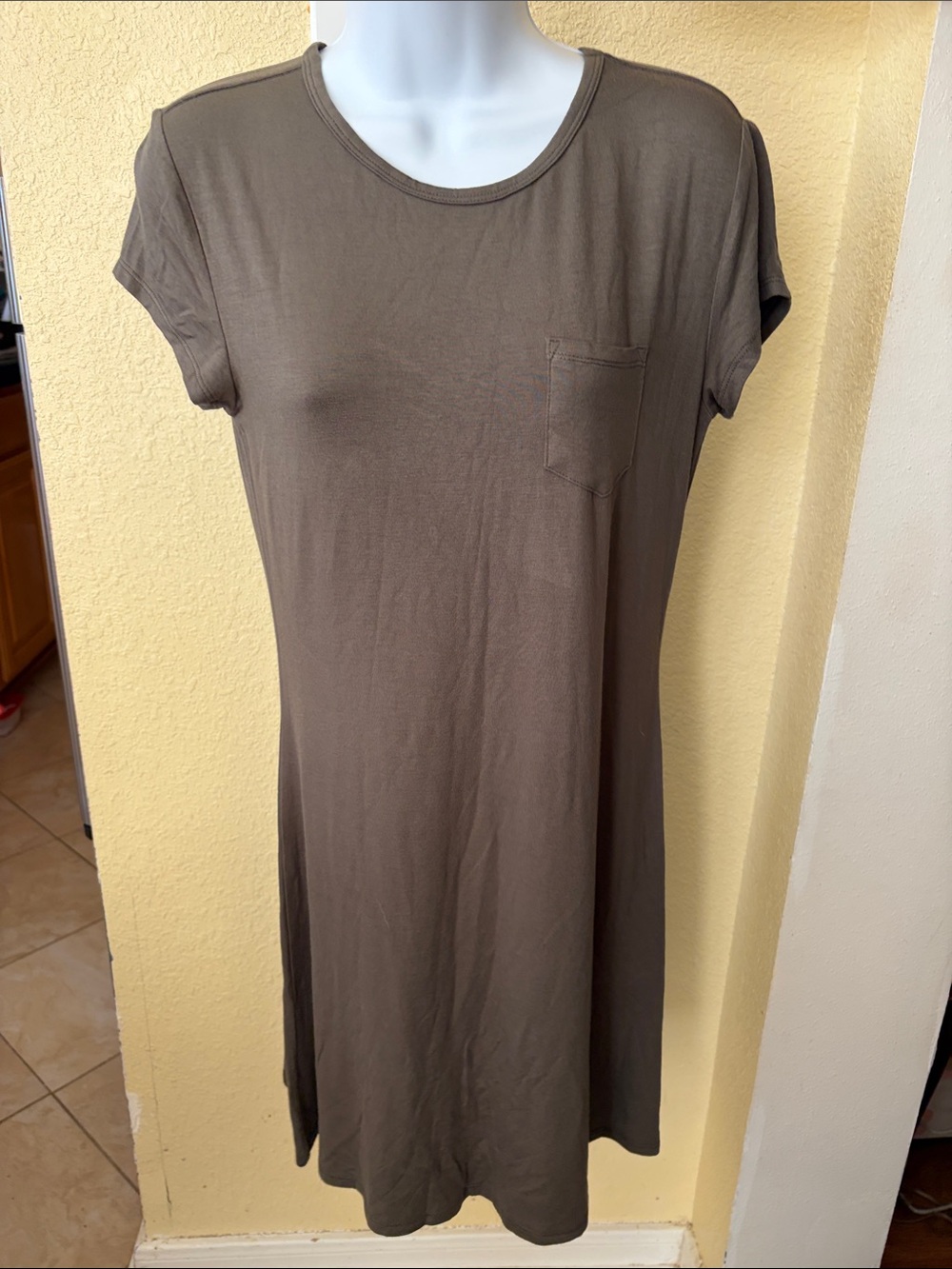 Everyday Short Sleeve Pocket Dress -army green